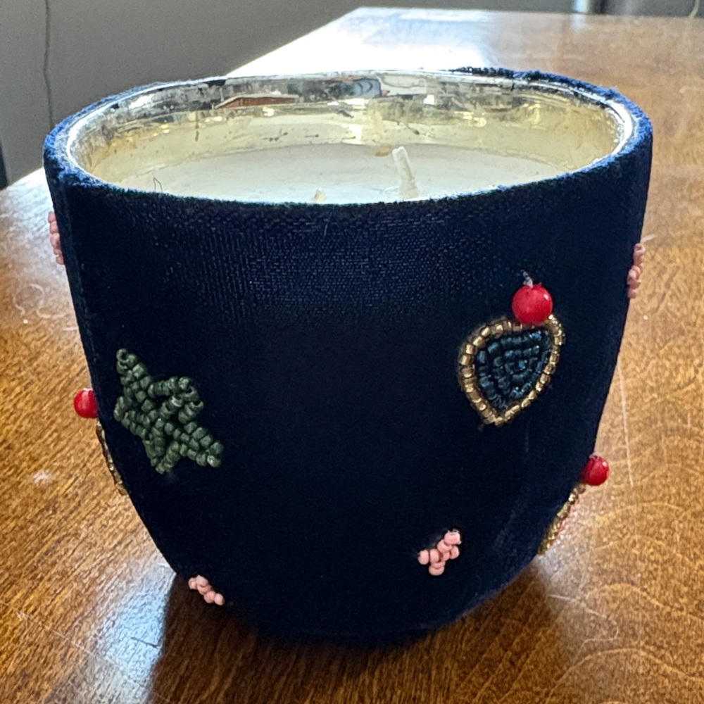 Anthropologie Navy Beaded Candle Holder - Picture 5 of 8